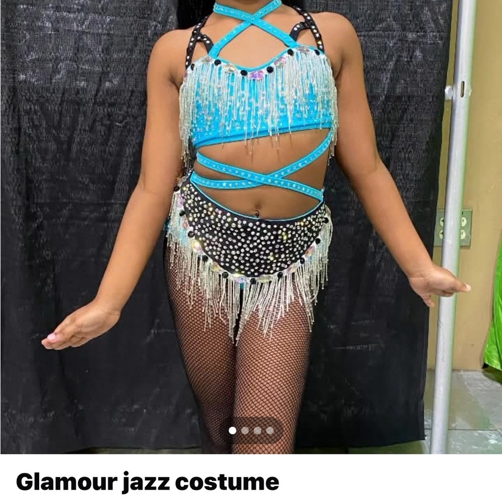 Blue and Black Jazz Dance Costume